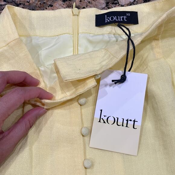 kourt 2 piece Midi Skirt and Rouched Crop Top NWT Size XS Pastel Yellow - Picture 8 of 11
